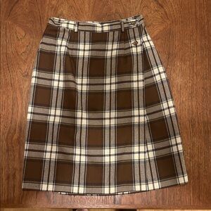 Talbots Brown and Tan Plaid Skirt